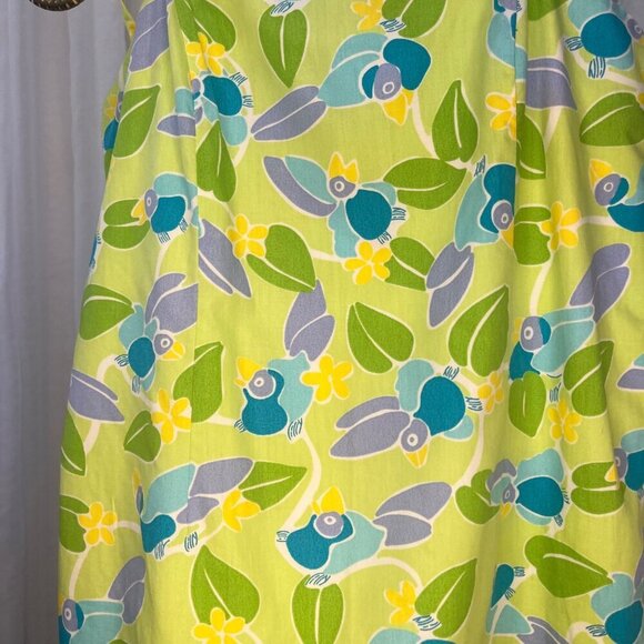 Lilly Pulitzer Vintage White Tag Green Too Jay Print Sundress Kids Girls Size 14 - Picture 3 of 6
